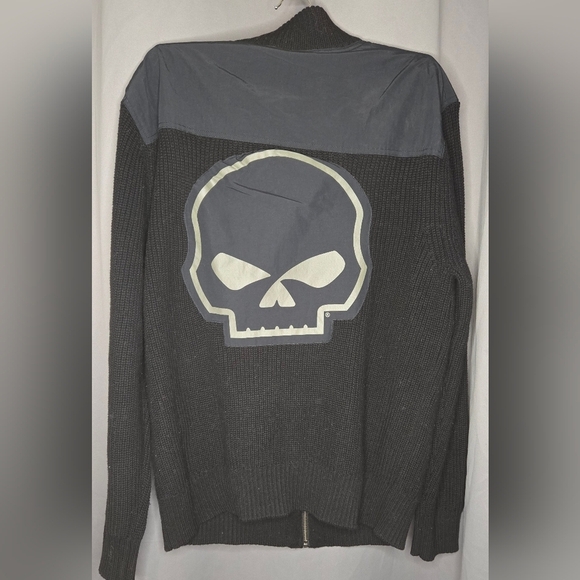 Men's Willie G Skull Sweater - Black BeautyPart Number: 96191-24VM size large - Picture 3 of 8